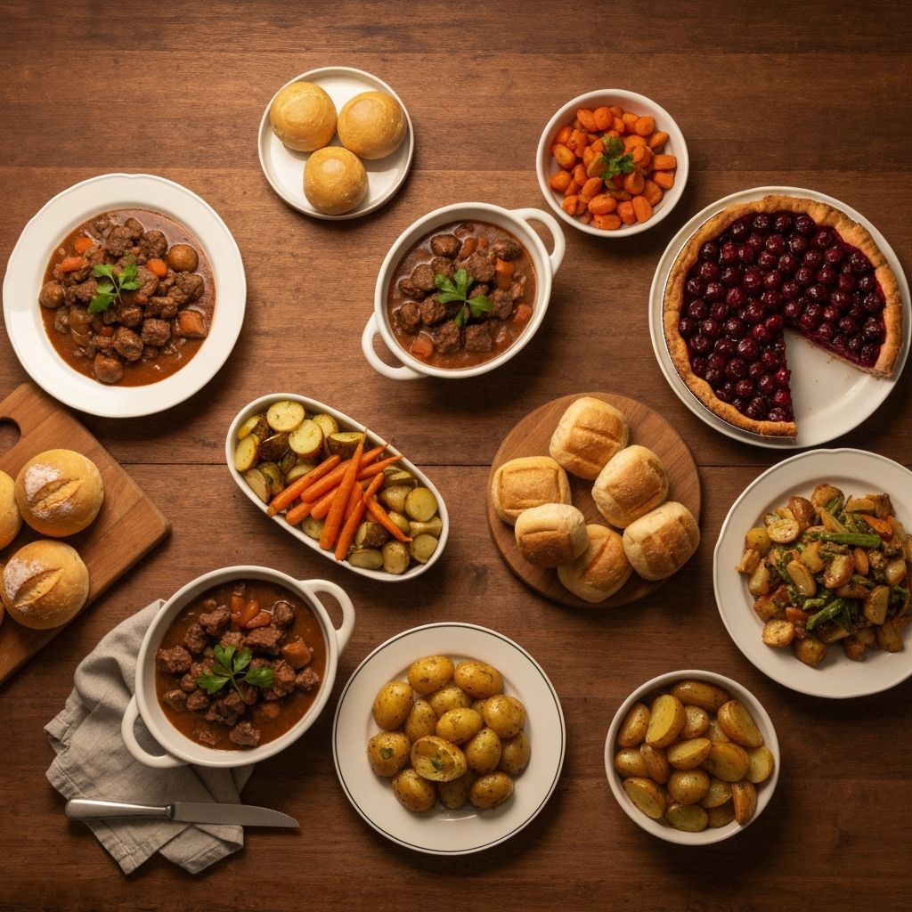 A spread of freshly prepared meals on a rustic table